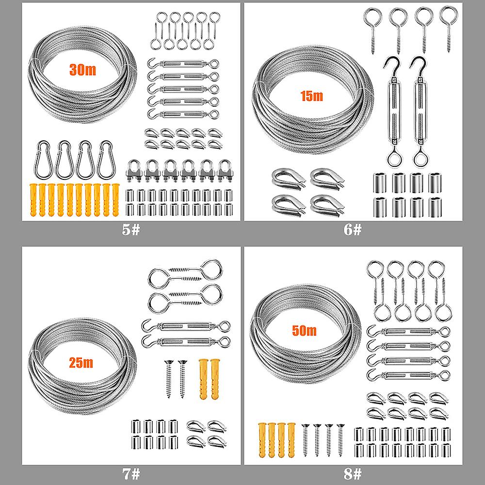 String Light Hanging Kit Stainless Steel Steel Wire Rope Heavy Duty String Lights Suspension Tool For Outdoor Garden Indoors No.311071