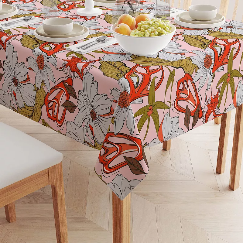 Rectangular Tablecloth， 100% Cotton， 52x84， Floral 228