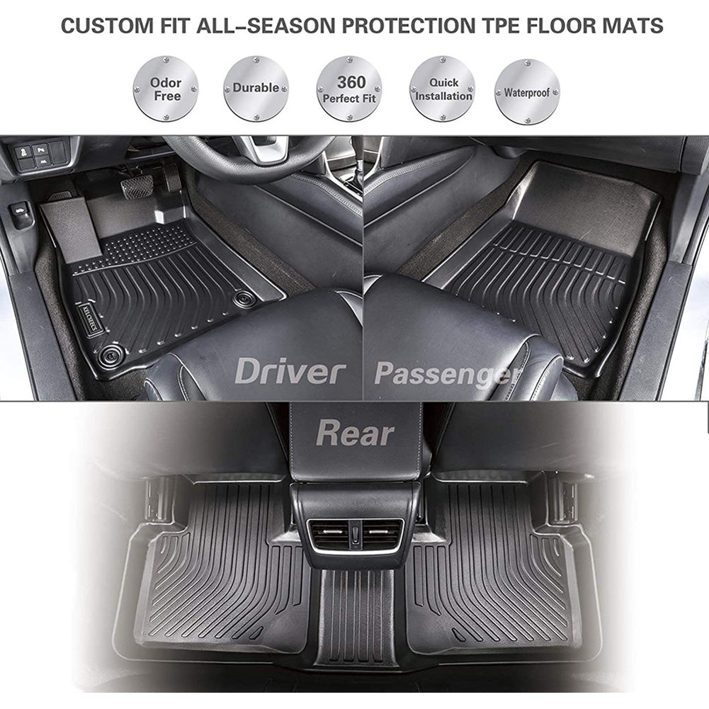 Floor mats custom for 2021 2022 2023 Nissan Rogue waterproof car mats all-weather mat protection no odor heavy duty tpe car floor mats front and rear full set of accessories black