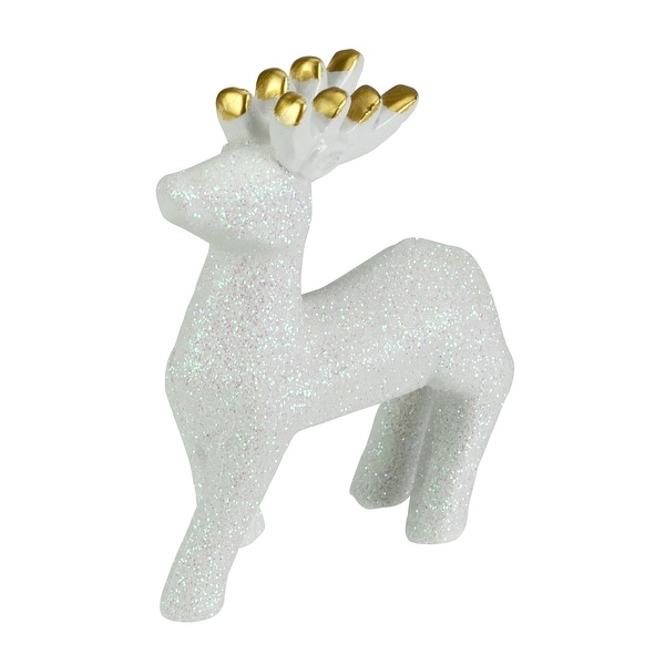 Iridescent Glitter Ceramic Reindeer Christmas Figure