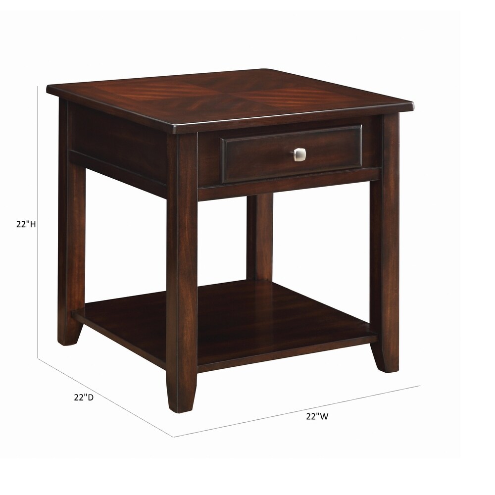 Coaster Furniture Bradford Walnut Square 1 shelf End Table