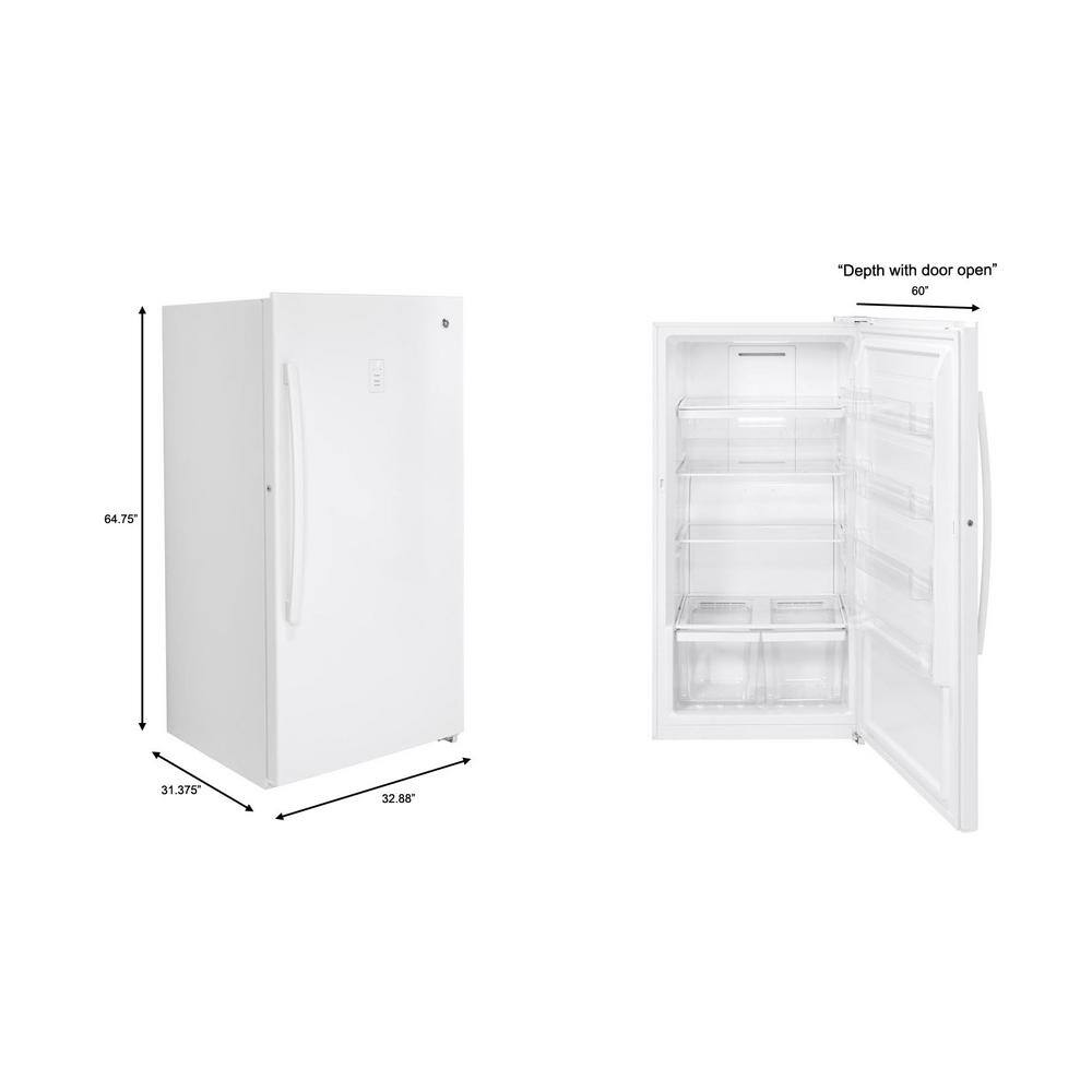 GE Garage Ready 17.3 cu. ft. Frost Free Defrost Upright Freezer in White FUF17DLRWW