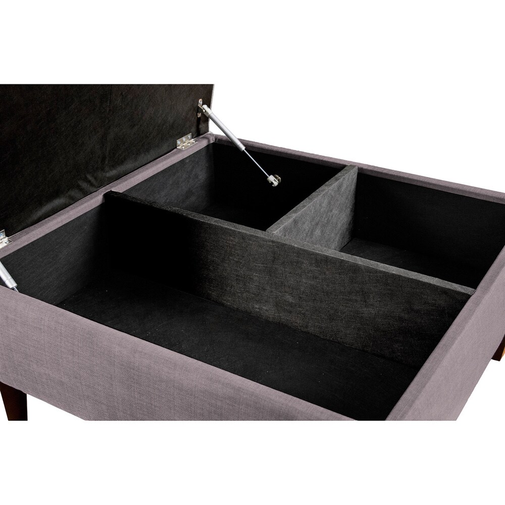 MJL Furniture Manhattan Espresso Fabric Upholstered Organizational Cocktail Ottoman Table