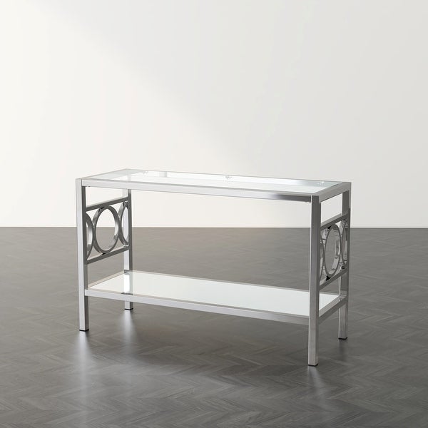 Silver Orchid Valkyrien Contemporary 47-inch Glass Top 1-shelf Sofa Table