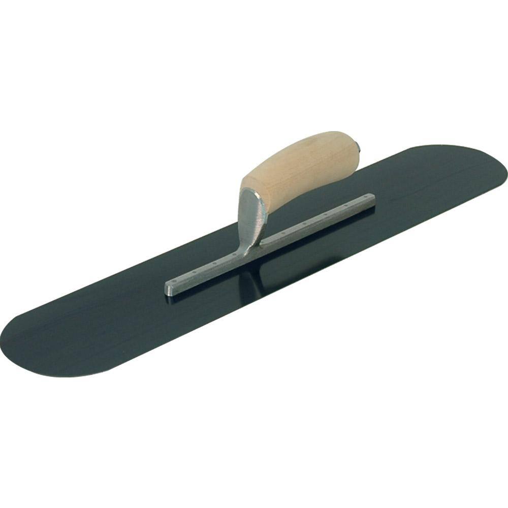 MARSHALLTOWN 22 in. x 4-12 in. Fully Rounded Exposed Rivet Blue Steel Trowel - Wood Handle SP2245BR10