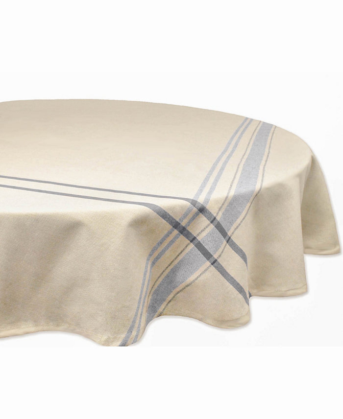 Design Imports Chambray French Stripe Tablecloth 70 Round