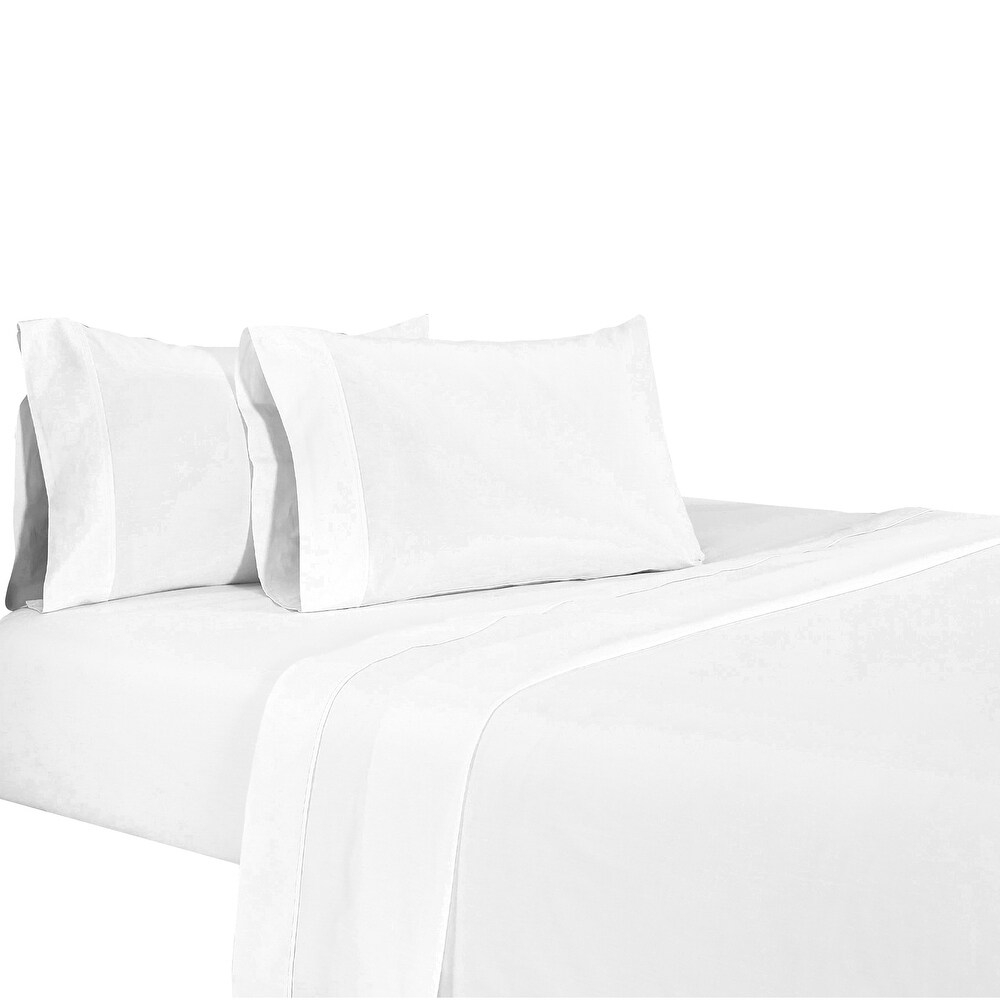 Matt 4 Piece Queen Bed Sheet Set  Soft Organic Cotton  White