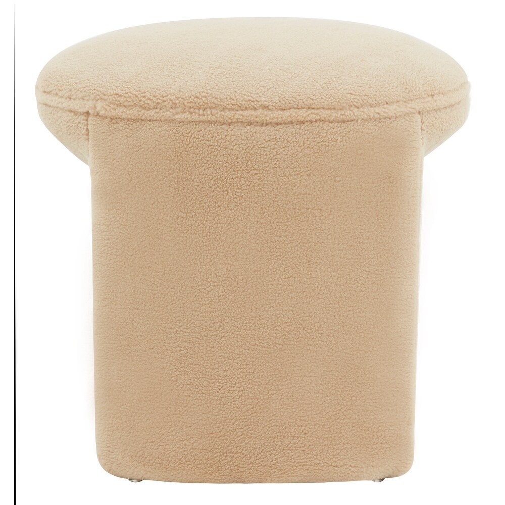 SAFAVIEH Couture Vivie Contemporary Faux Shearling Stool Ottoman