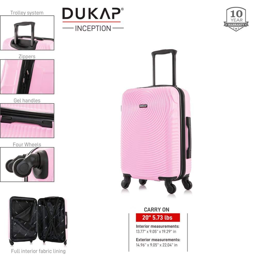 DUKAP InUSA Inception Lightweight Hardside Spinner 20 in. Carry-On Pink DKINC00S-PNK