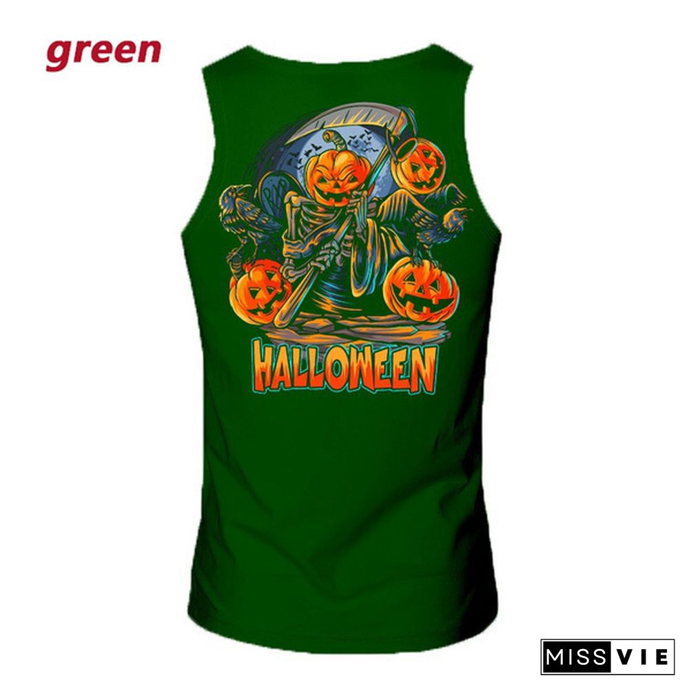 Halloween Unisex Vest-Love Halloween Shirt-Fun Halloween Shirt-Pumpkin Halloween Shirt-Halloween Vest-Orange Halloween Short Sleeve Crew Neck Vest