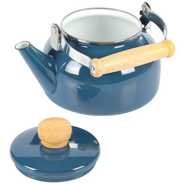 1.5 Quart Tea Kettle With Fold Down Handle in Blue