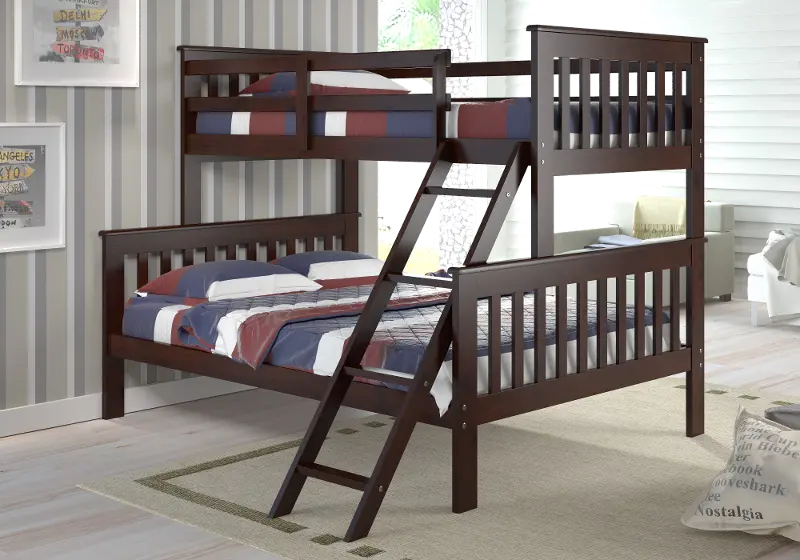 Cappuccino Brown Twin over Full Bunk Bed - Arts and Crafts