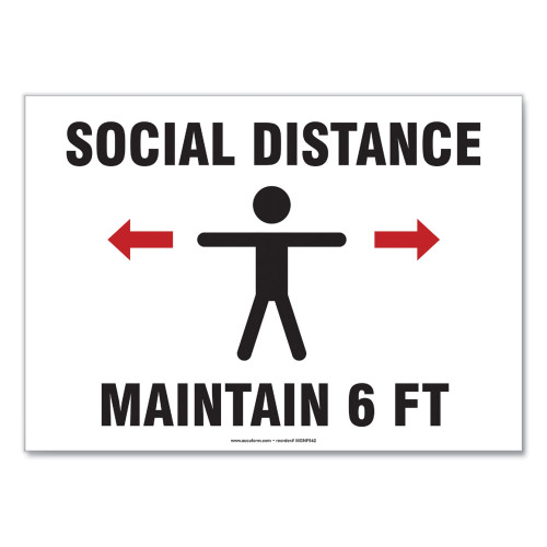 Accuform Social Distance Signs， Wall， 14 x 10， 