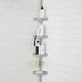 Dyiom 4 Shelf Tension Corner Shower Organizer Shower Caddy in Grey 235254944