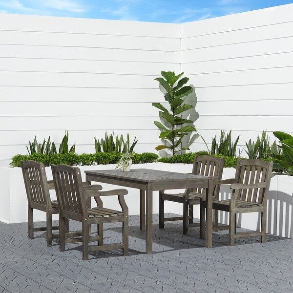 Renaissance Outdoor Rectangular Handscraped Wood Patio Dining Table