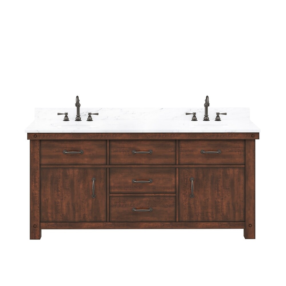 Aberdeen Carrara Marble Countertop Vanity in Rustic Sierra with Faucet
