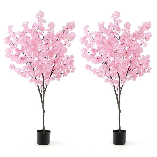 Costway 6.5 FT 1/2 PCS Tall Artificial Cherry Blossom Tree with 1170