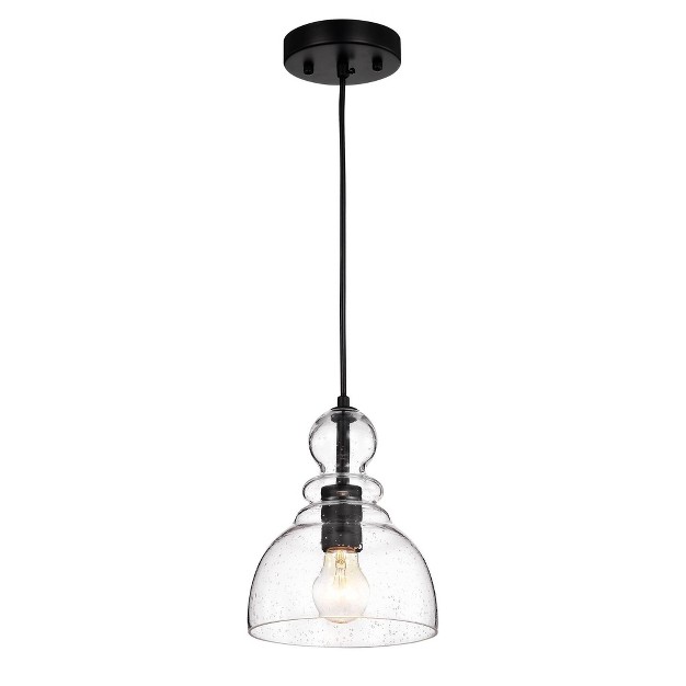 X 7 1 quot X 60 quot 1 light Nefelt Seeded Glass Pendant Black Warehouse Of 