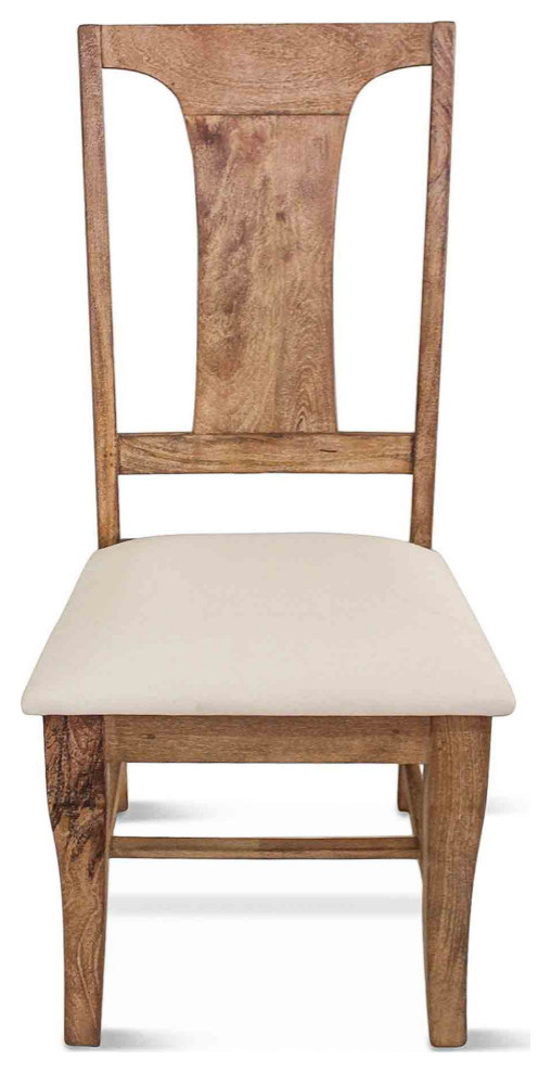 Pengrove Mango Wood Upholstered Dining Chairs  Set of 2   Rustic   Dining Chairs   by World Interiors  Houzz