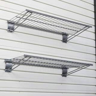 Flow Wall 12 in. x 24 in. Metal Garage Wall Shelving in Silver (2-Pack) FSS-MB2412-2S