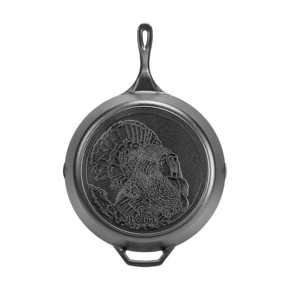 Lodge Wildlife Series 13.25 in. Cast Iron Turkey Skillet L12SKWLTKY