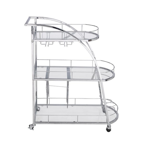 3-tier Metal Frame Mobile Bar Cart with Wheels