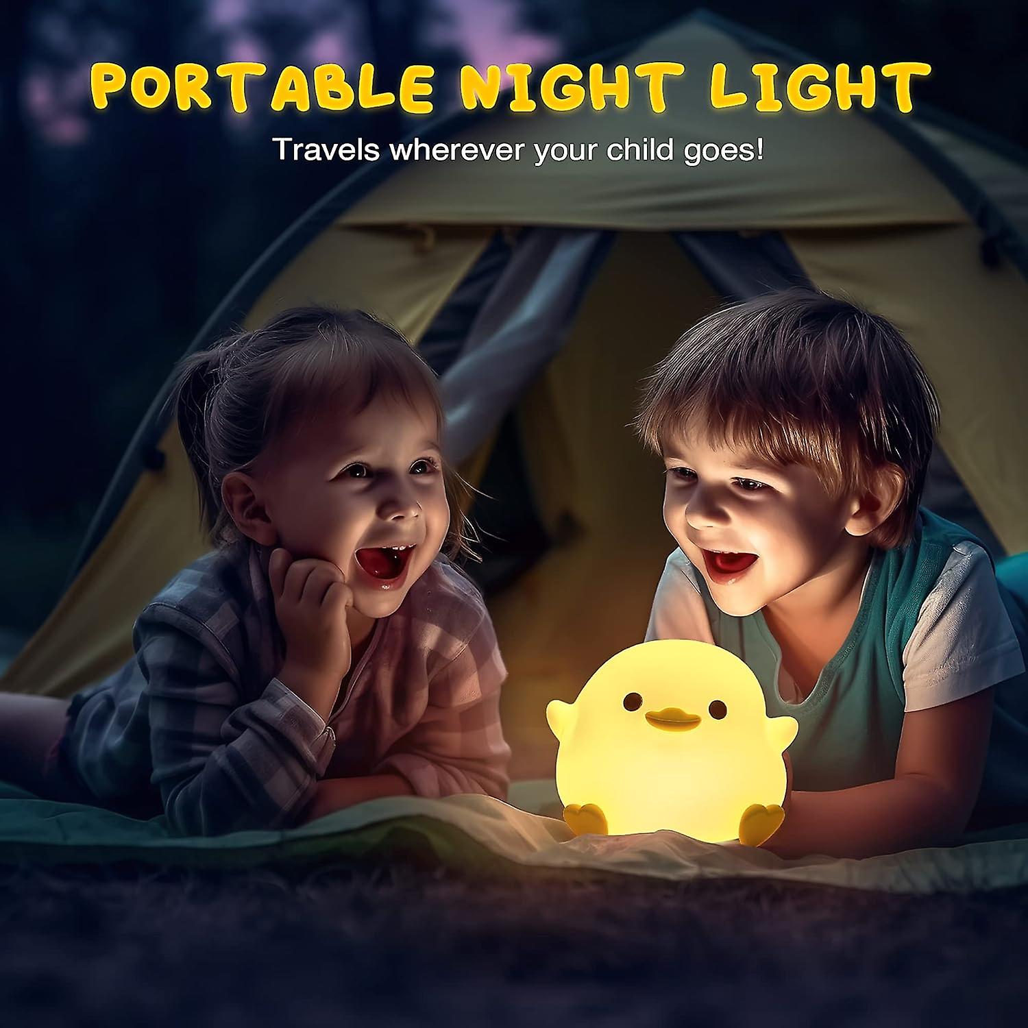 Led Cute Bean Duck Night Light， Cute Animal Silicone Nursery Night Light Rechargeable Table Lamp Bedside Lamp With Touch Sensor For Bedrooms