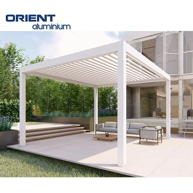 Customized Adjustable Outdoor Gazebo Waterproof Louvered Roof Motorized Bioclimatic Aluminium Pergola 3x4