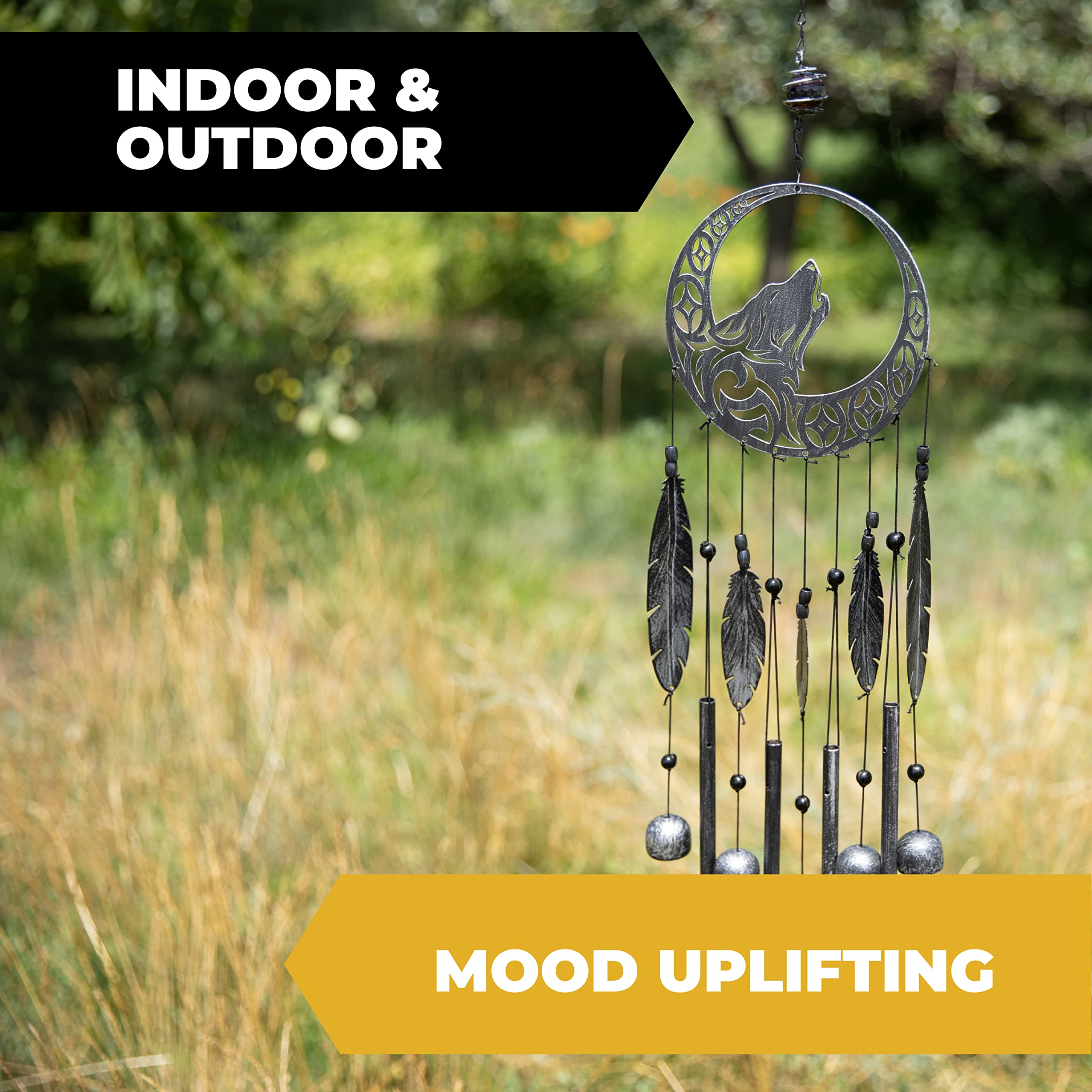 Dawhud Direct | Vp Home Tribal Wolf Dreamcatcher Outdoor Garden Decor Wind Chime