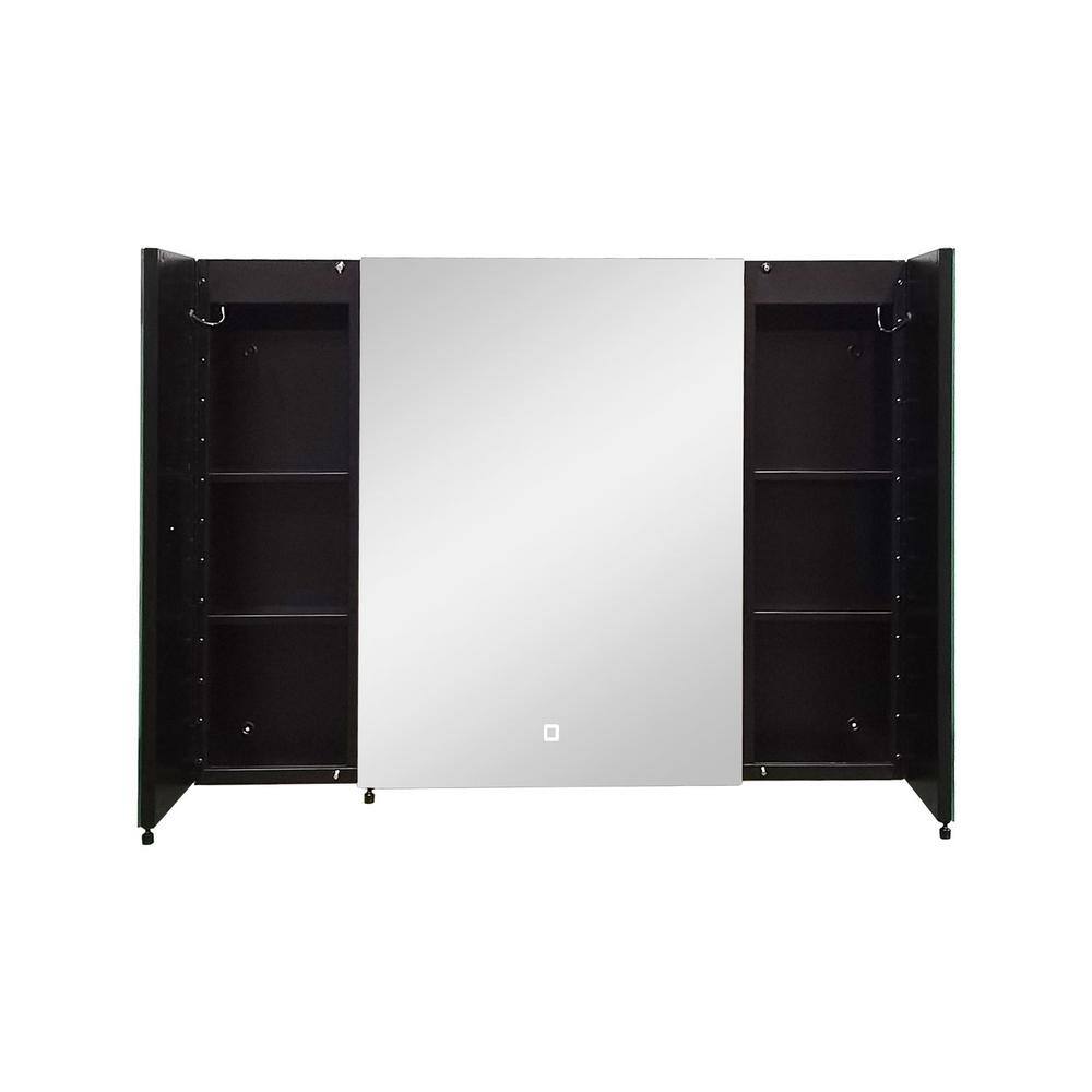 FAMYYT 36 in. W x 26 in. H Rectangular Aluminum LED Light Anti-Fog Dimmable Medicine Cabinet with Mirror in Black XJ-135510-L