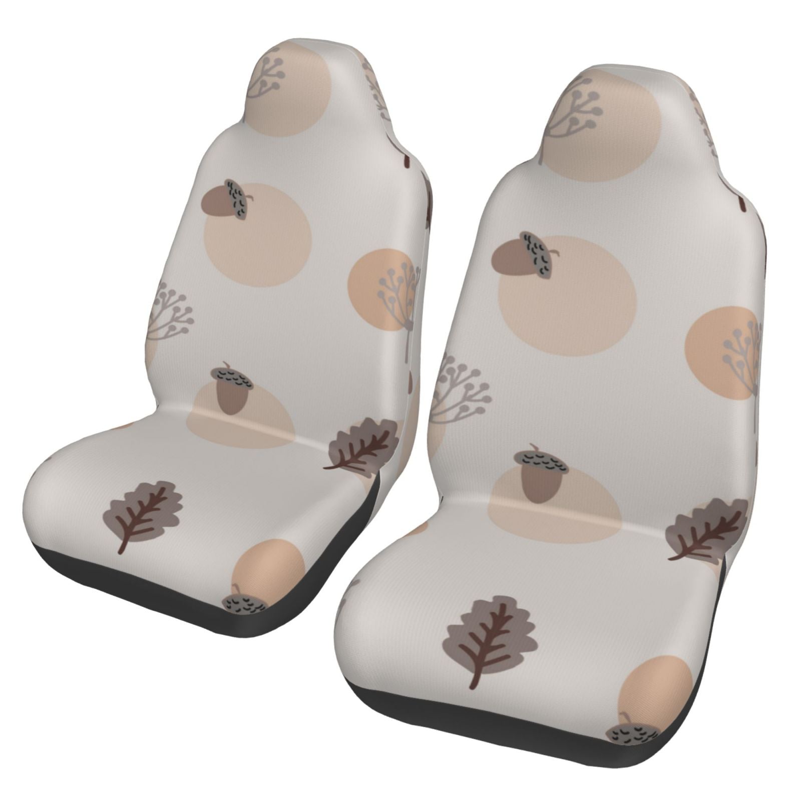 TEQUAN Front Seat Covers， Boho Style Forest Theme Pattern 2 Piece Car Seat Cover Fit Most Car SUV Truck Van