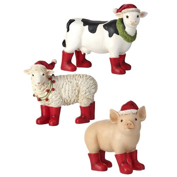 67 Resin Xmas Barnyard Animal Set of 3