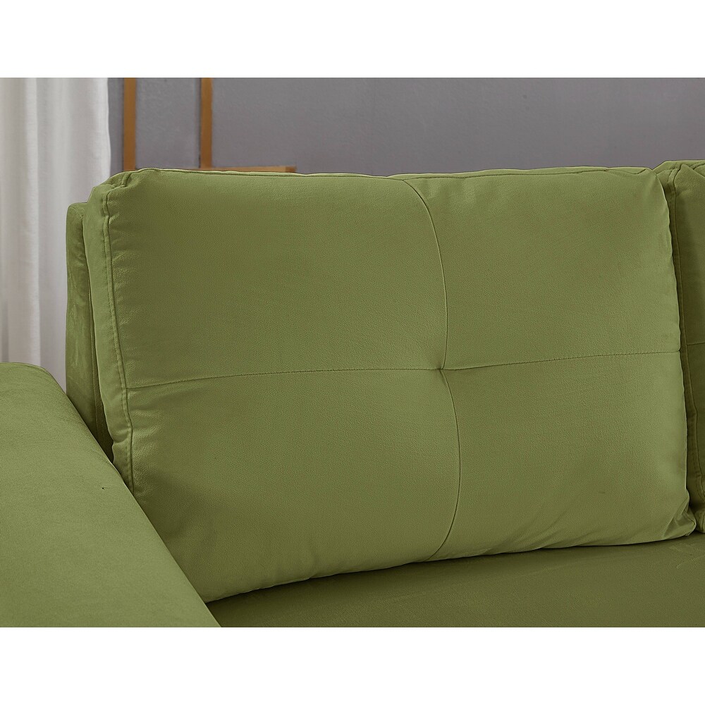 Velvet Reversible Sofabed Sectional Sofa   Chaise   91\