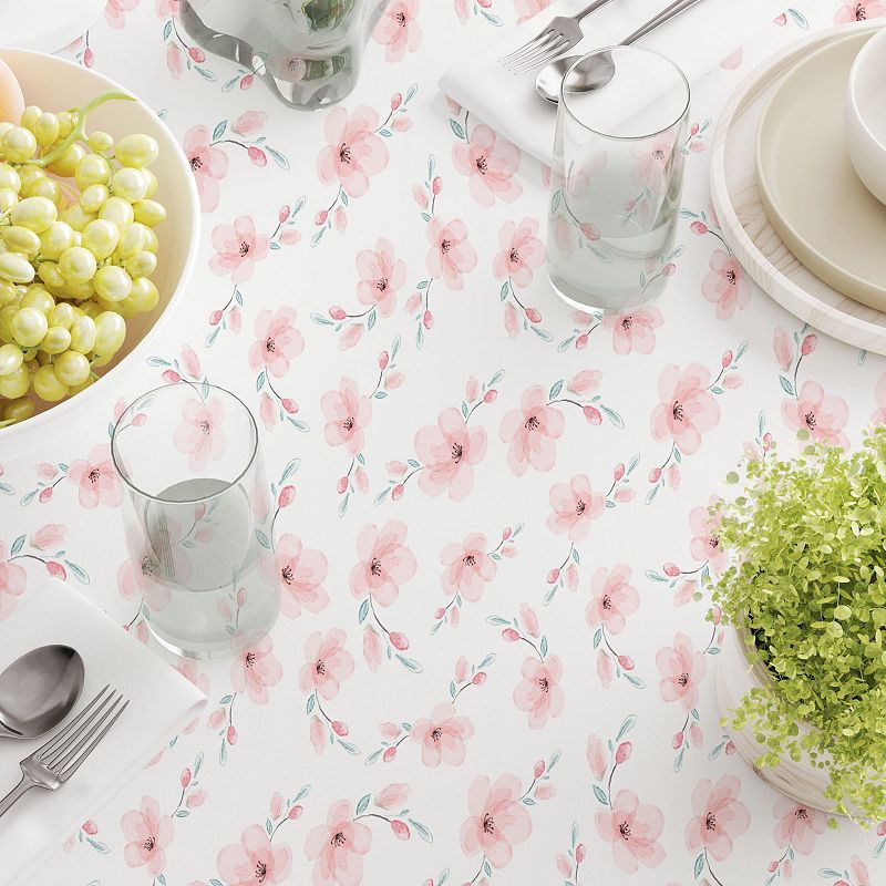 Square Tablecloth， 100% Cotton， 60x60， Blooming Cherry Blossom