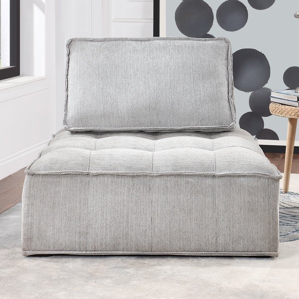 Upholstered Seating Armless Accent Chair Oversized Leisure Sofa Lounge Chair Lazy Sofa Barrel Chair， for Livingroom， Gray