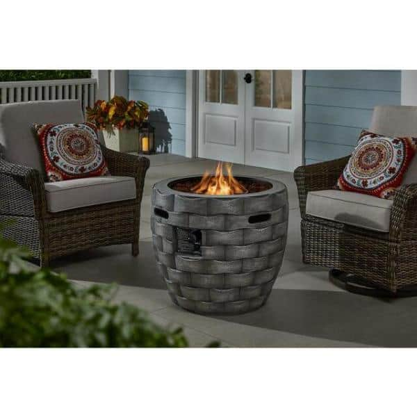 Hampton Bay 27 in. W x 24 in. H Round Concrete Finish Fire Table FP20536