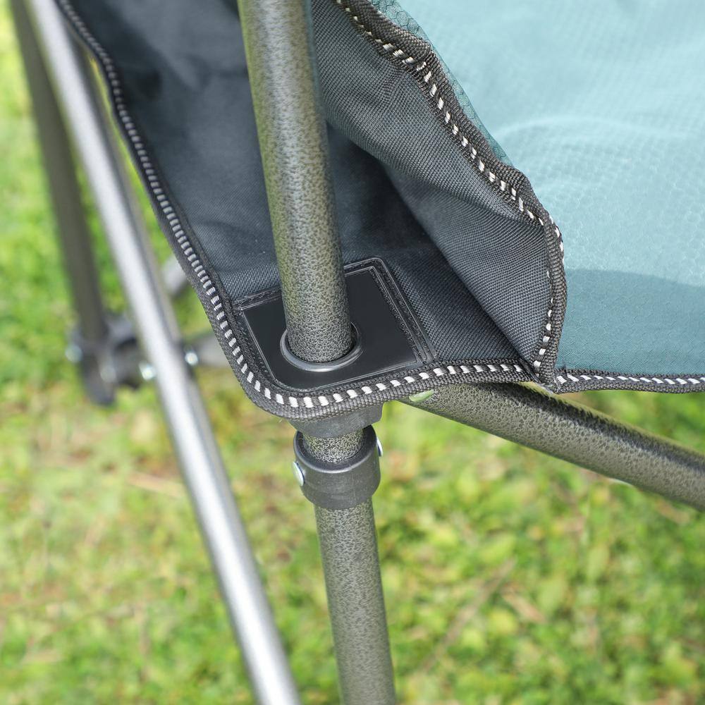 PHI VILLA Oversized Folding Camping Chair With Cooler Bag Thicken Padded Chair Heavy-Duty THD-E01CC402-GN