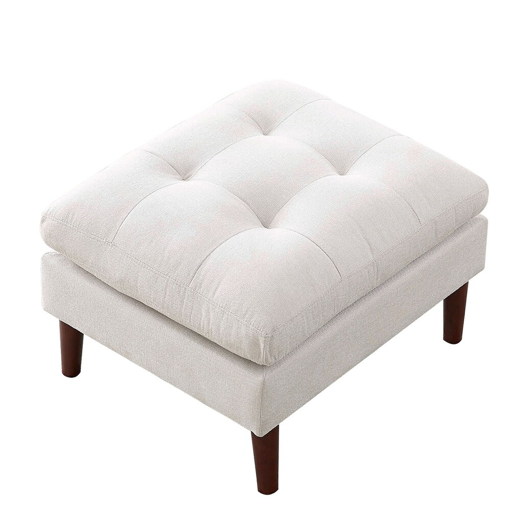 Modern Single Sofa Chair  Living Room Armchair with Movable Ottomans  Tufted Lounge Chair Sofa for Reading Nap Chair  Beige