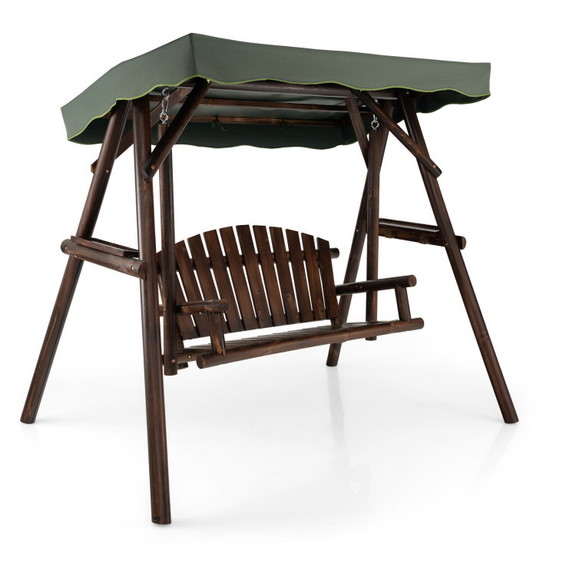 Costway 78261953 2 Person Outdoor Wooden Porch Swi...