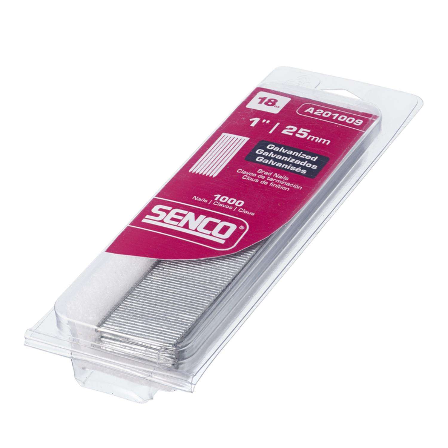 Senco 1 in. 18 Ga. Straight Strip Galvanized Brad Nails 1000 pk