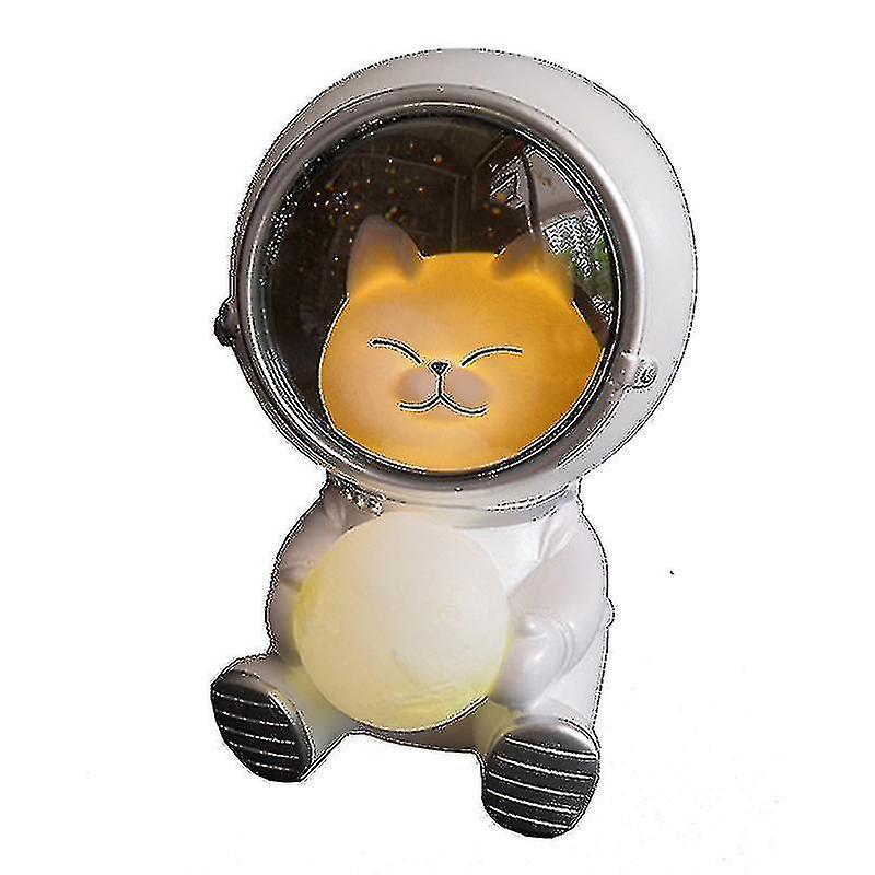 Spaceman 3d Night Light Astronaut Animal Cat Holding Moon Table Lamp For Kids Room Nursery Decor Nig