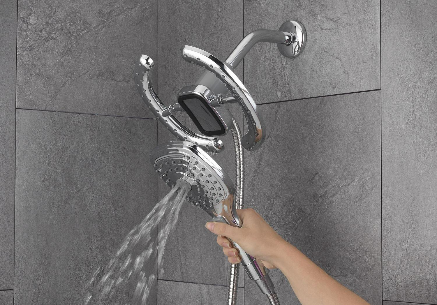 Better Homes and Gardens Chandler 6 Setting Magnetic Combo Shower Head， Chrome