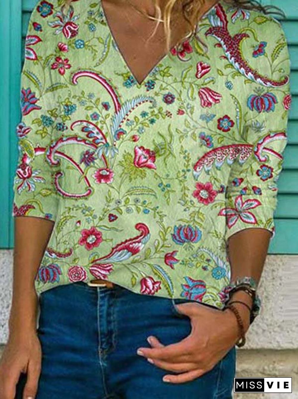 Long Sleeve Printed Casual T-shirt