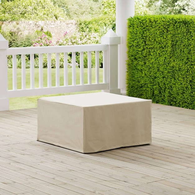 Outdoor Square Table amp Ottoman Furniture Cover Tan Crosley