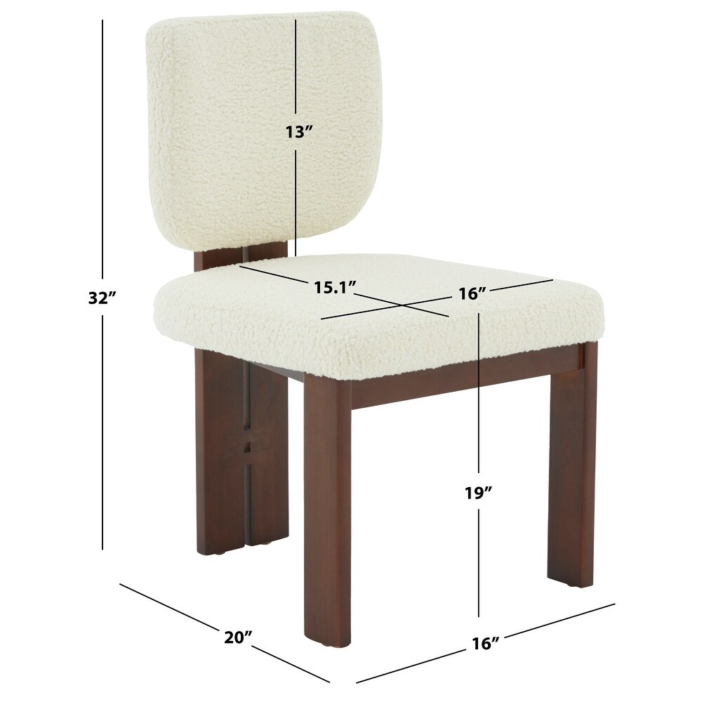 SAFAVIEH Couture Kat Faux Shearling Dining Chair   16 in. W x 20 in. D x 32 in. H