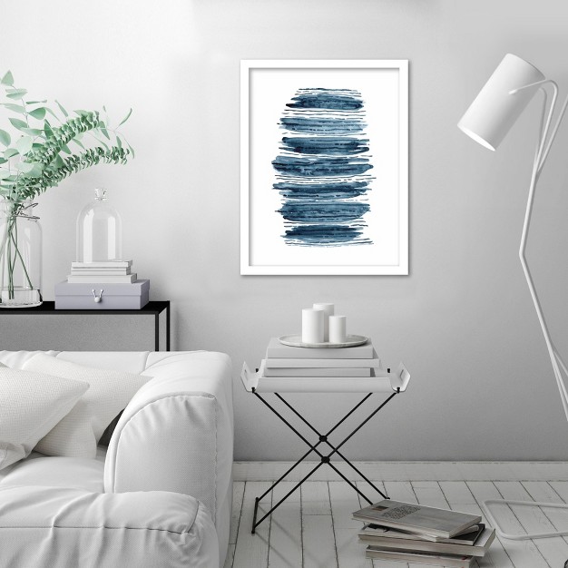 Americanflat Abstract Indigo Strokes 3 By Lisa Nohren Framed Print Wall Art