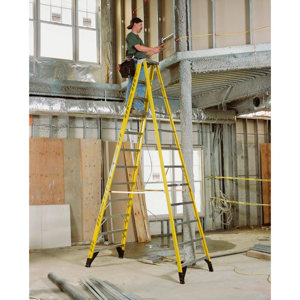 Werner 12 ft. Yellow Fiberglass Step Ladder with 375 lbs. Load Capacity Type IAA Duty Rating 7312