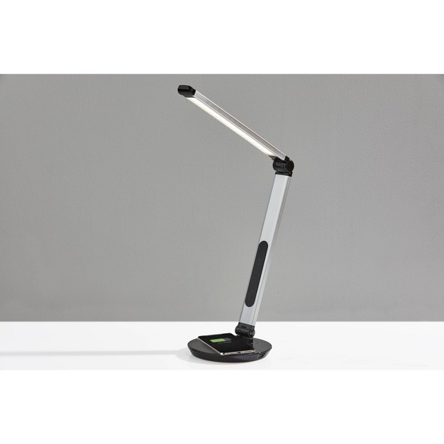 Rodney Charge Wireless Charging Multi function Desk Lamp includes Led Light Bulb Silver Adesso