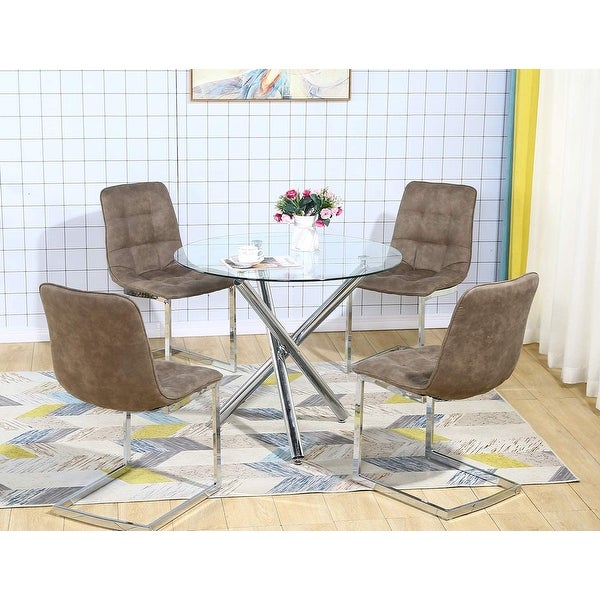 35.4 inch Tempered Glass Round Dining Table