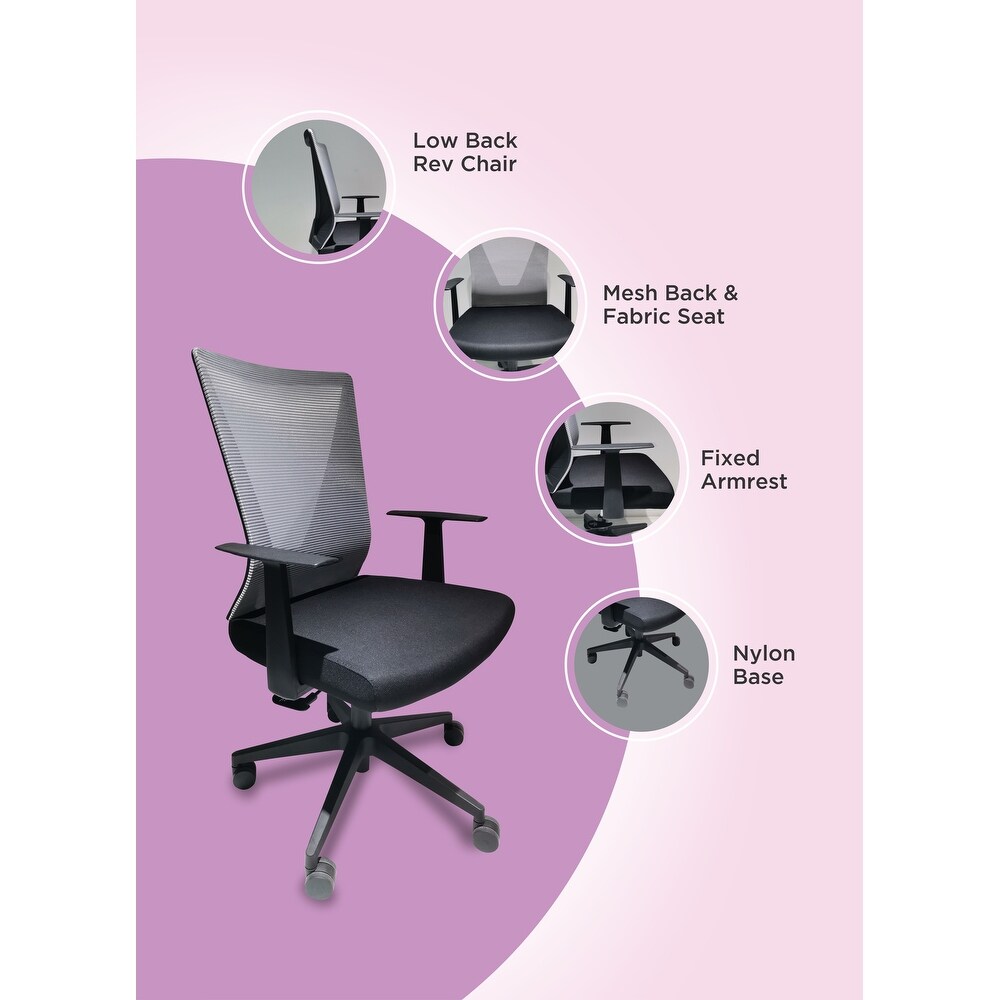 Mesh Office Chair Ergonomic Mid Back Swivel Desk Chair  Fixed Armrest with Lumbar Support and Adjustable Height Task Chairs